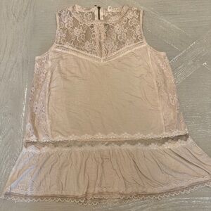 POL Cream Lace Peplum Camisole Tank Top